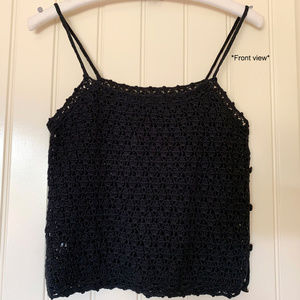 NWOT Moda International Black Crochet Top, Size-XS
